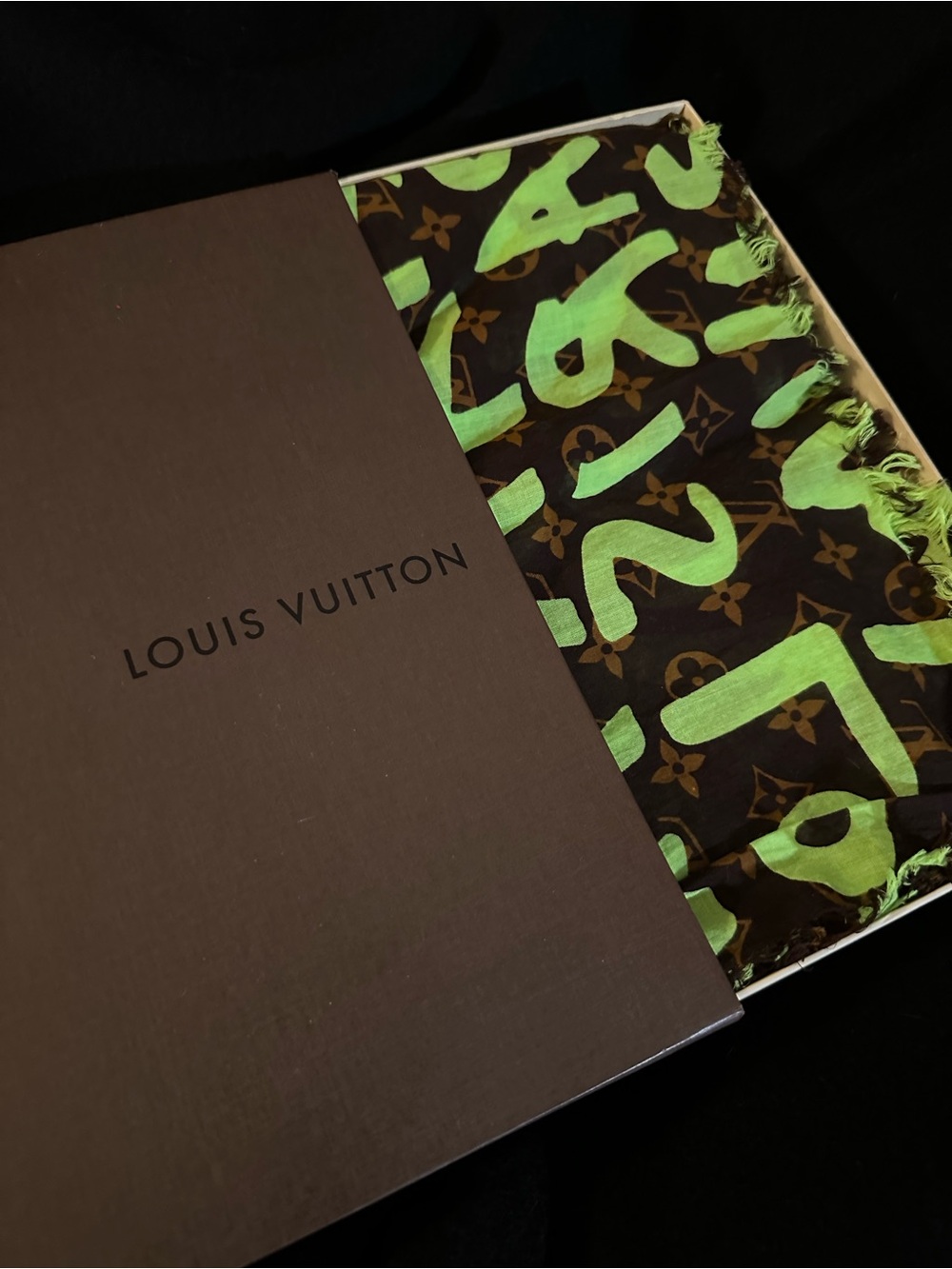 Louis Vuitton x Stephen Sprouse Monogram Graffiti Cotton Pareo Scarf-Vert Green